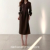 Charming Dark Academia Solid Maxi Dress