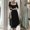 Charming  Square Collar Sleeve Gothic Academia Dress