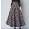 Chic Woolen Plaid Dark Academia Maxi Skirt
