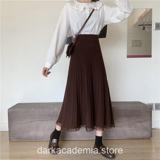 Dreamy Casual  A-Line  Dark Academia  Long Midi Skirt
