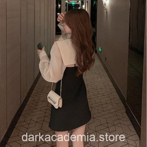 Gentle Asymmetrical Long Sleeve Goth Academia Dress
