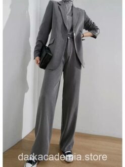 Gentle Morden Academia Blazer & Pant Suit Two-Pieces Set