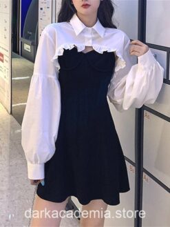 Grace Long Sleeve One-Piece Gothic Academia  Mini Dress