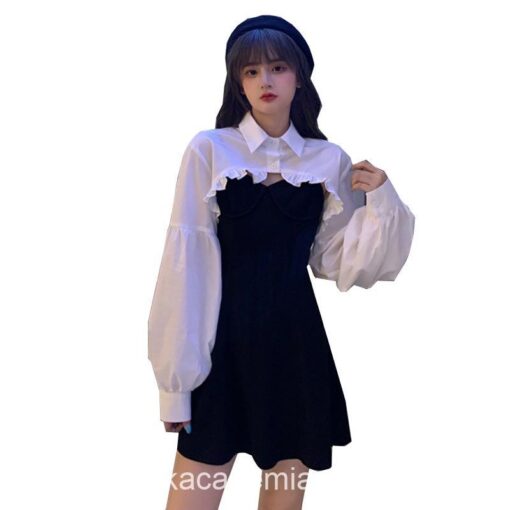 Grace Long Sleeve One-Piece Gothic Academia  Mini Dress