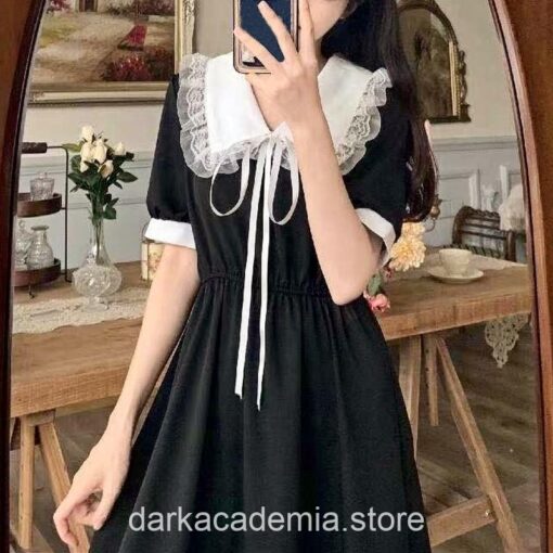 Grace Retro Short Sleeve Gothic Academia  Midi Dress
