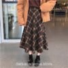 Softie Casual Dark Academia Wool Midi Pleated Skirt