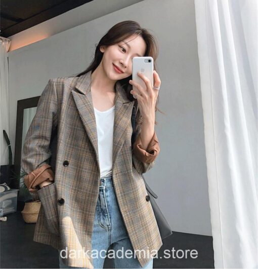 Woman Academia Plaid Double Breasted Grace Blazer